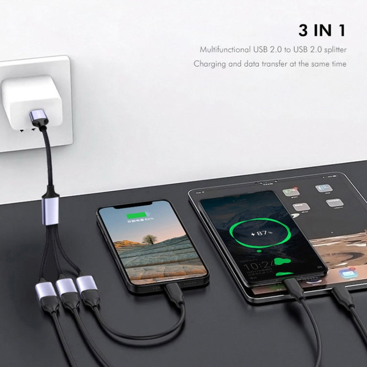 ENKAY ENK-CB172 USB 2.0 to 3 USB 2.0 OTG Splitter Y Cable Extension Cord, Length:1.2m