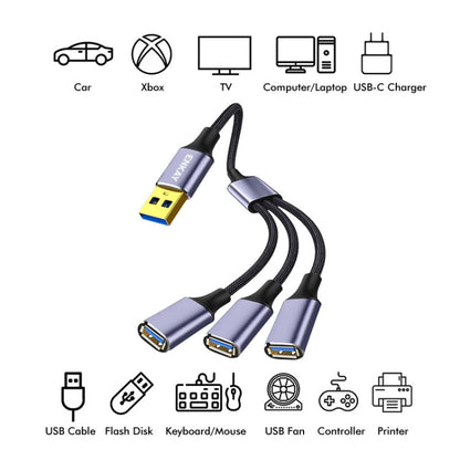 ENKAY ENK-CB172 USB 2.0 to 3 USB 2.0 OTG Splitter Y Cable Extension Cord, Length:1.2m
