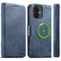 For iPhone 16 Plus Suteni J07 Multi-functional Horizontal MagSafe Denim Leather Phone Case(Blue)