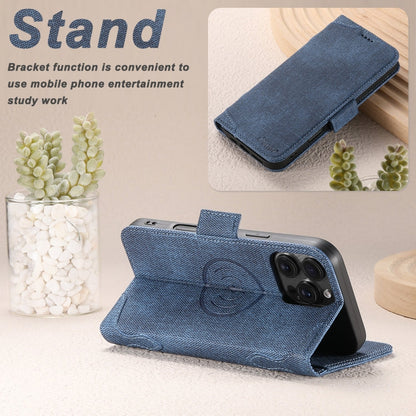 For iPhone 12 Pro Max Suteni J07 Multi-functional Horizontal MagSafe Denim Leather Phone Case(Blue)