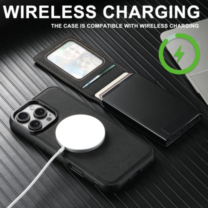 For Samsung Galaxy S24+ 5G Suteni H19 Litchi Texture 2-in-1 MagSafe Removable Card Case Back Phone Case(Black)