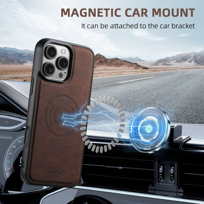 For Samsung Galaxy S24+ 5G Suteni H19 Litchi Texture 2-in-1 MagSafe Removable Card Case Back Phone Case(Brown)