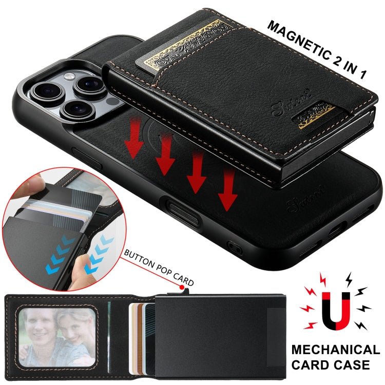 Pour Samsung Galaxy Note20 Ultra 5G Suteni H19 Étui de téléphone arrière amovible 2-en-1 MagSafe à texture litchi (noir)