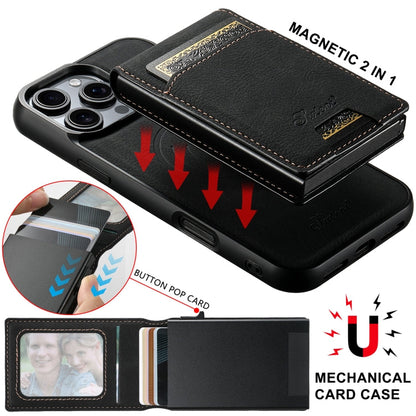 Pour Samsung Galaxy Note20 Ultra 5G Suteni H19 Étui de téléphone arrière amovible 2-en-1 MagSafe à texture litchi (noir)