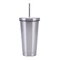 JUNSUNMAY 500ml 304 Stainless Steel Water Vacuum Bottle Coffee Cup with Lid and Straw(Steel Color)