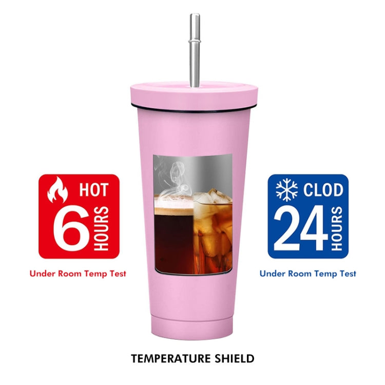JUNSUNMAY 500ml 304 Stainless Steel Water Vacuum Bottle Coffee Cup with Lid and Straw(White)