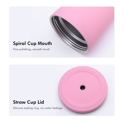 JUNSUNMAY 500ml 304 Stainless Steel Water Vacuum Bottle Coffee Cup with Lid and Straw(Steel Color)