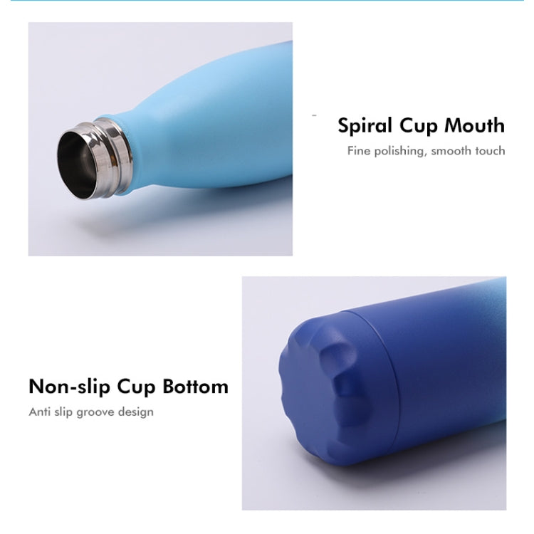 JUNSUNMAY 500ml Gradient Colored Coating 304 Stainless Steel Water Vacuum Bottle(Blue Pink Purple)