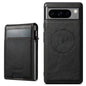 For Google Pixel 8 Suteni H19 Oil Wax 2-in-1 MagSafe Removable Card Box Back Phone Case(Black)
