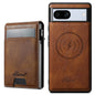For Google Pixel 7a Suteni H19 Oil Wax 2-in-1 MagSafe Removable Card Box Back Phone Case(Brown)