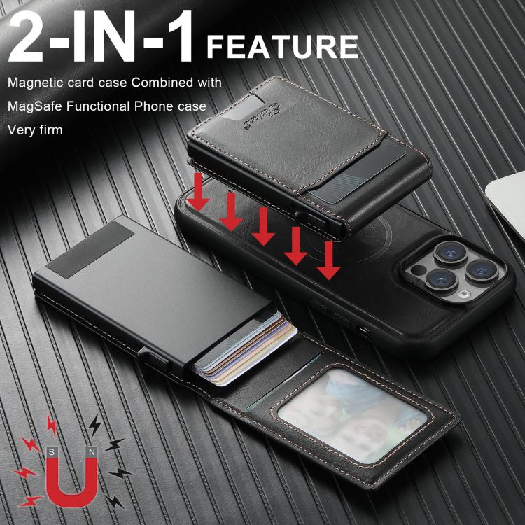 For Google Pixel 10 Pro XL Suteni H19 Oil Wax 2-in-1 MagSafe Removable Card Box Back Phone Case(Black)
