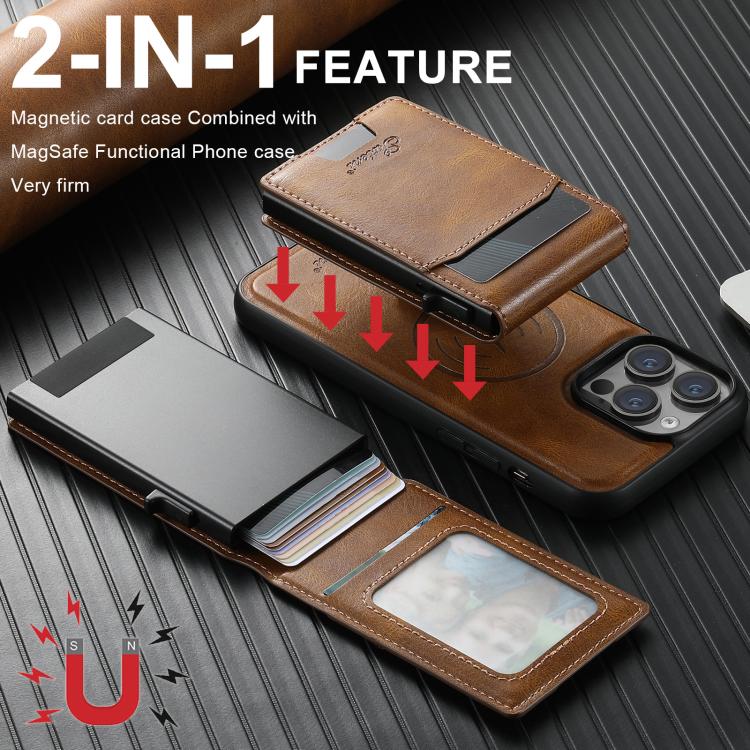 For Google Pixel 10 Pro XL Suteni H19 Oil Wax 2-in-1 MagSafe Removable Card Box Back Phone Case(Brown)