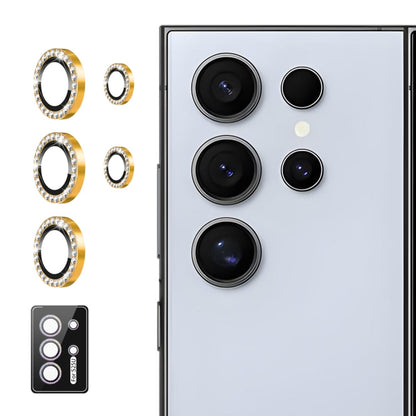 For Samsung Galaxy S25 Ultra 5G ENKAY AR Anti-reflection Individual Diamond Ring Camera Lens Glass Full Film(Gold)