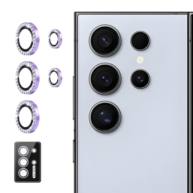 Pour Samsung Galaxy S25 Ultra 5G ENKAY AR Anti-reflet Verre d'objectif de caméra en anneau diamant individuel Film complet (violet clair)