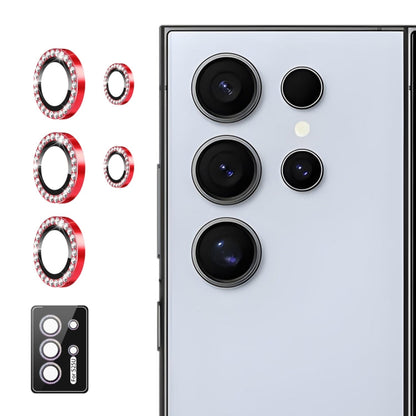 Pour Samsung Galaxy S25 Ultra 5G ENKAY AR Anti-reflet Verre d'objectif d'appareil photo Anneau en diamant individuel Film complet (Rouge)