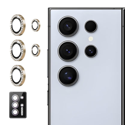 For Samsung Galaxy S25 Ultra 5G ENKAY AR Anti-reflection Individual Diamond Ring Camera Lens Glass Full Film(Titanium Gold)
