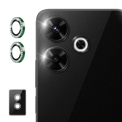 For Xiaomi Redmi 13 4G ENKAY AR Anti-reflection Individual Diamond Ring Camera Lens Glass Full Film(Deep Green)