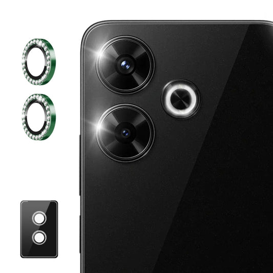 For Xiaomi Redmi 13 4G ENKAY AR Anti-reflection Individual Diamond Ring Camera Lens Glass Full Film(Deep Green)