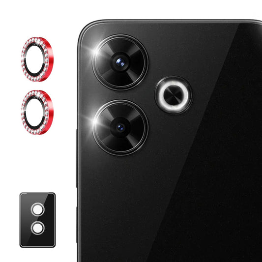 For Xiaomi Redmi 13 4G ENKAY AR Anti-reflection Individual Diamond Ring Camera Lens Glass Full Film(Red)