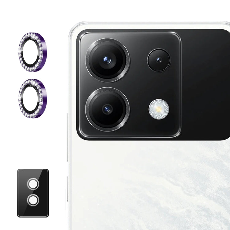 For Xiaomi Poco X6 / Redmi Note 13 Pro 5G ENKAY AR Anti-reflection Individual Diamond Ring Camera Lens Glass Full Film(Deep Purple)