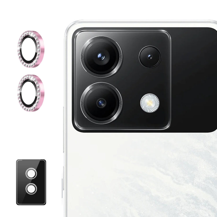 For Xiaomi Poco X6 / Redmi Note 13 Pro 5G ENKAY AR Anti-reflection Individual Diamond Ring Camera Lens Glass Full Film(Pink)