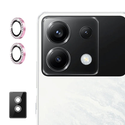 For Xiaomi Poco X6 / Redmi Note 13 Pro 5G ENKAY AR Anti-reflection Individual Diamond Ring Camera Lens Glass Full Film(Pink)