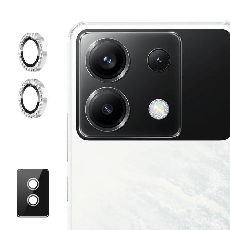 For Xiaomi Poco X6 / Redmi Note 13 Pro 5G ENKAY AR Anti-reflection Individual Diamond Ring Camera Lens Glass Full Film(Silver)