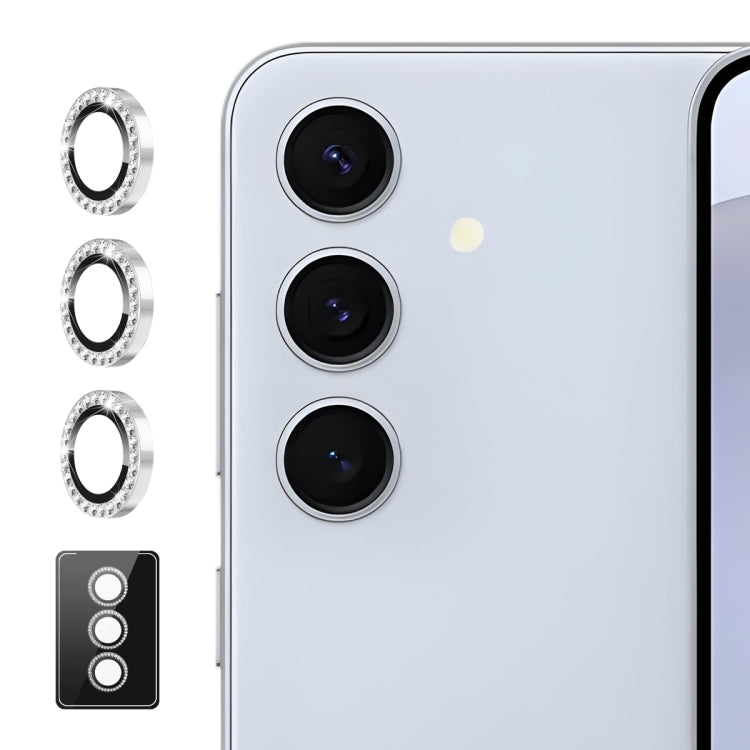 For Samsung Galaxy S24 FE 5G ENKAY AR Anti-reflection Individual Diamond Ring Camera Lens Glass Full Film(Silver)