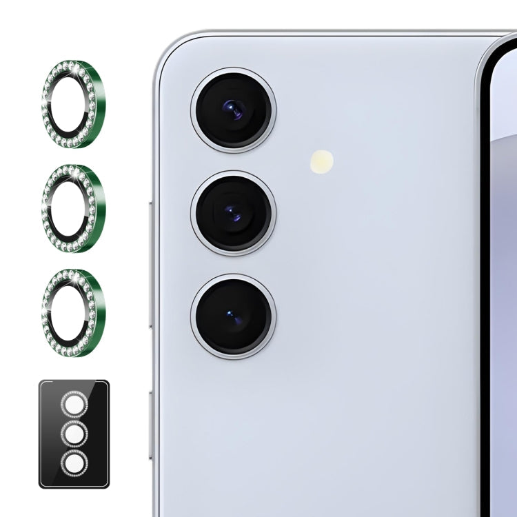 For Samsung Galaxy A25 ENKAY AR Anti-reflection Individual Diamond Ring Camera Lens Glass Full Film(Deep Green)