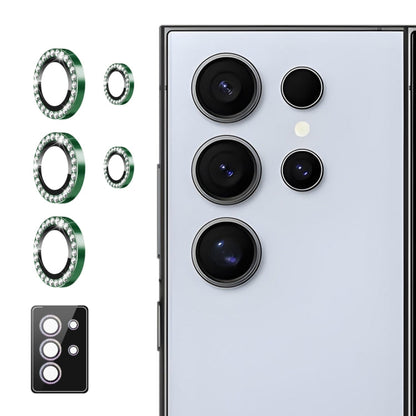 For Samsung Galaxy S23 Ultra 5G ENKAY AR Anti-reflection Individual Diamond Ring Camera Lens Glass Full Film(Deep Green)