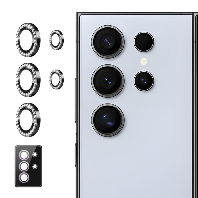 For Samsung Galaxy S23 Ultra 5G ENKAY AR Anti-reflection Individual Diamond Ring Camera Lens Glass Full Film(Black)