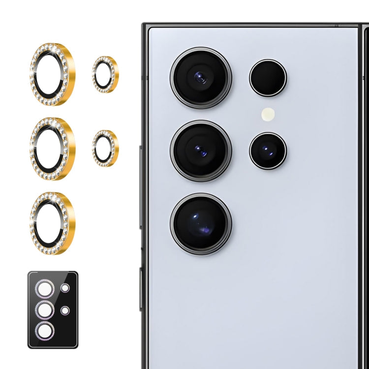For Samsung Galaxy S23 Ultra 5G ENKAY AR Anti-reflection Individual Diamond Ring Camera Lens Glass Full Film(Golden)