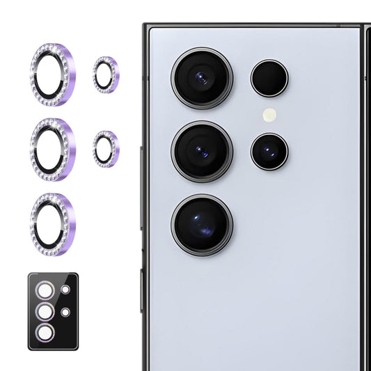 For Samsung Galaxy S23 Ultra 5G ENKAY AR Anti-reflection Individual Diamond Ring Camera Lens Glass Full Film(Light Purple)