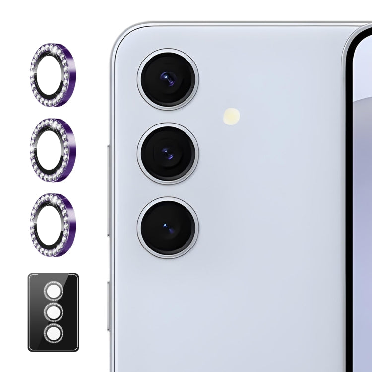 For Samsung Galaxy S24 / S23 / S23+ 5G ENKAY AR Anti-reflection Individual Diamond Ring Camera Lens Glass Full Film(Deep Purple)