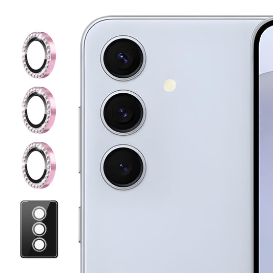 For Samsung Galaxy A14 / A24 / A34 ENKAY AR Anti-reflection Individual Diamond Ring Camera Lens Glass Full Film(Pink)