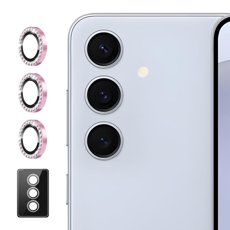 Pour Samsung Galaxy A15 ENKAY AR Film Complet en Verre pour Objectif d'Appareil Photo à Anneau Diamant Individuel Anti-reflet (Rose)