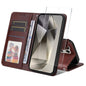 For Galaxy S24 Ultra 5G ENKAY Card Wallet Calf Texture Leather Phone Case with Screen Film(Brown)