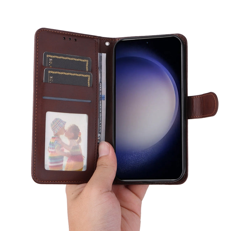 Pour Samsung Galaxy S24+ 5G ENKAY Étui de téléphone en cuir texturé veau avec porte-cartes et film de protection d'écran (noir)