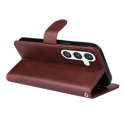For Galaxy S24+ 5G ENKAY Card Wallet Calf Texture Leather Phone Case with Screen Film(Blue)