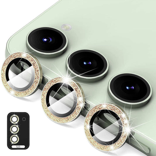 For Samsung Galaxy S25 5G ENKAY Hat-Prince 9H Rear Camera Lens Glitter Aluminium Alloy Tempered Glass Film(Golden)
