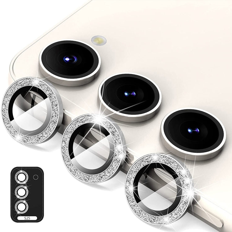 For Samsung Galaxy S25 5G ENKAY Hat-Prince 9H Rear Camera Lens Glitter Aluminium Alloy Tempered Glass Film(Silver)