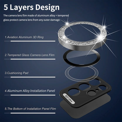 For Samsung Galaxy S25 5G ENKAY Hat-Prince 9H Rear Camera Lens Glitter Aluminium Alloy Tempered Glass Film(Silver)