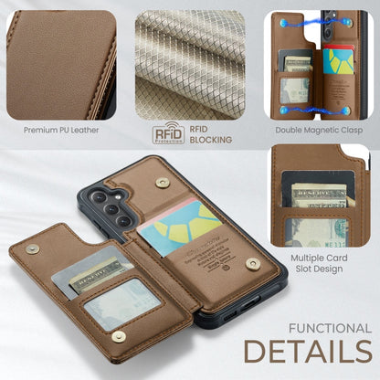 For Samsung Galaxy S25 5G CaseMe C22 Card Slots Holder RFID Anti-theft Phone Case(Brown)