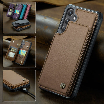 For Samsung Galaxy S25 5G CaseMe C22 Card Slots Holder RFID Anti-theft Phone Case(Brown)