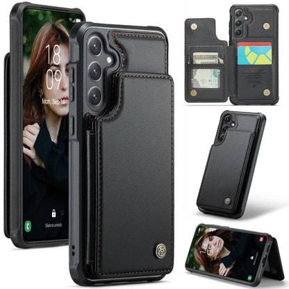 For Samsung Galaxy S25 5G CaseMe C22 Card Slots Holder RFID Anti-theft Phone Case(Black)