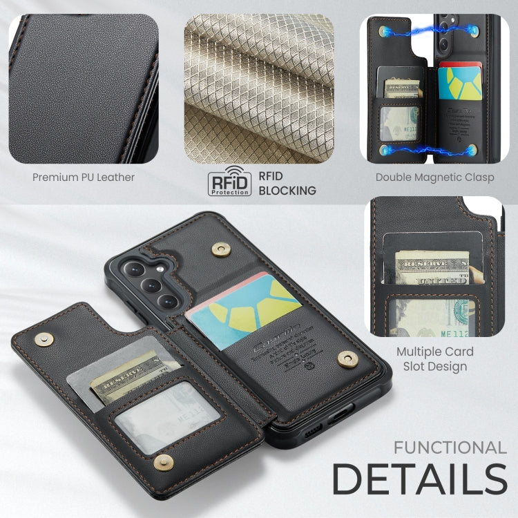 For Samsung Galaxy S25 5G CaseMe C22 Card Slots Holder RFID Anti-theft Phone Case(Black)