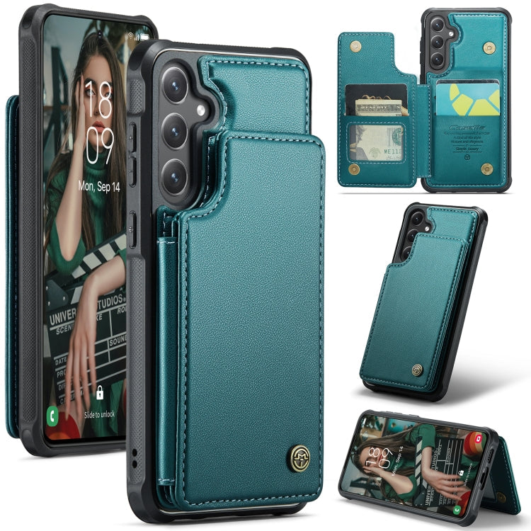 Pour Samsung Galaxy S25 5G Étui de téléphone anti-vol RFID avec porte-cartes CaseMe C22 (vert)