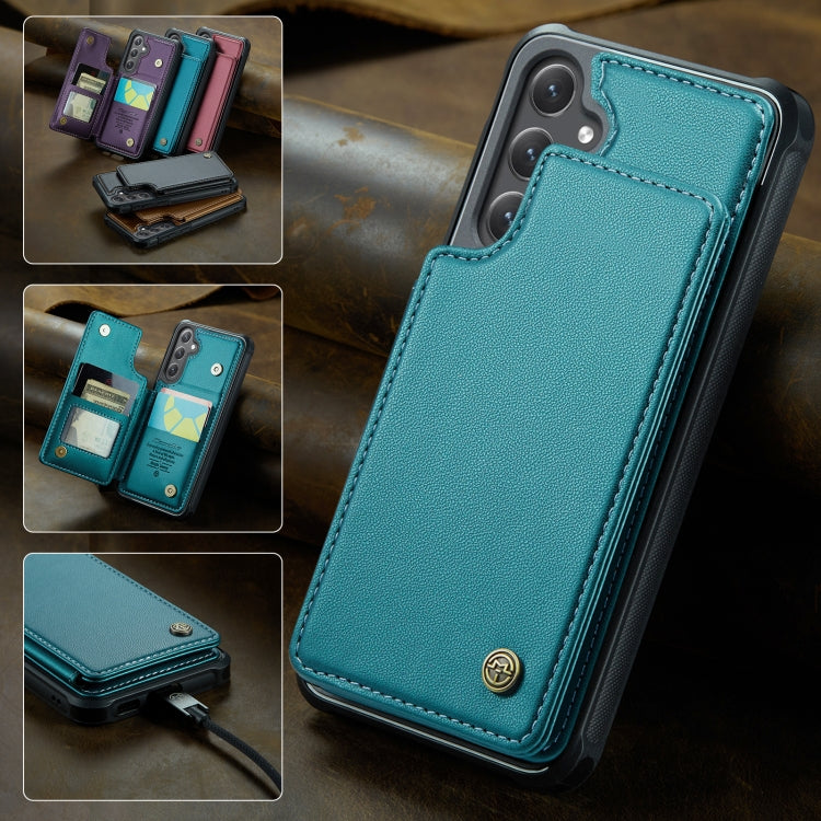 Pour Samsung Galaxy S25 5G Étui de téléphone anti-vol RFID avec porte-cartes CaseMe C22 (vert)