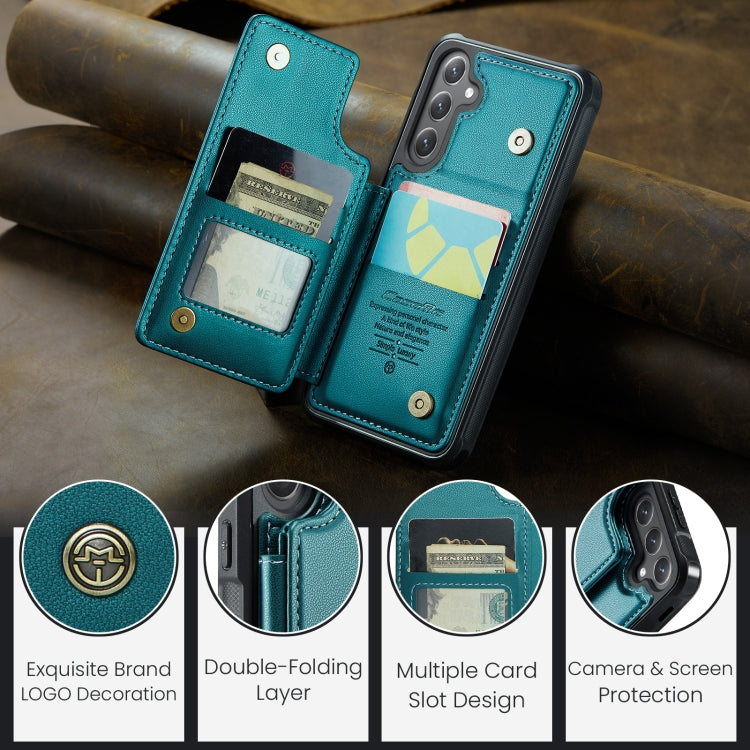 Pour Samsung Galaxy S25 5G Étui de téléphone anti-vol RFID avec porte-cartes CaseMe C22 (vert)