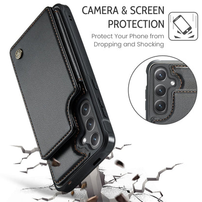 For Samsung Galaxy S25+ 5G CaseMe C22 Card Slots Holder RFID Anti-theft Phone Case(Black)